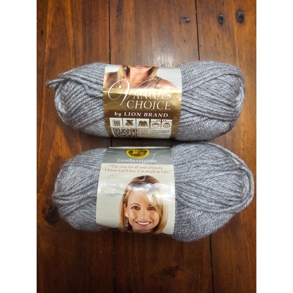 Lion Brand Vanna's Choice Yarn Silver Heather 405 Medium 4 Worsted 2 Skeins‎